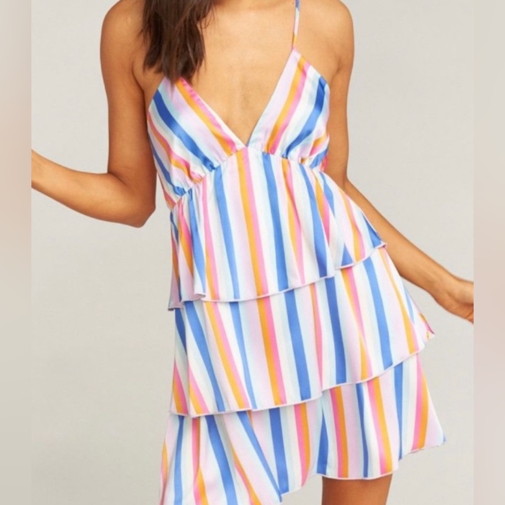 NWT Show Me Your Mumu Bisou Minu Dress - Stripped Multicolor - Size Medium
